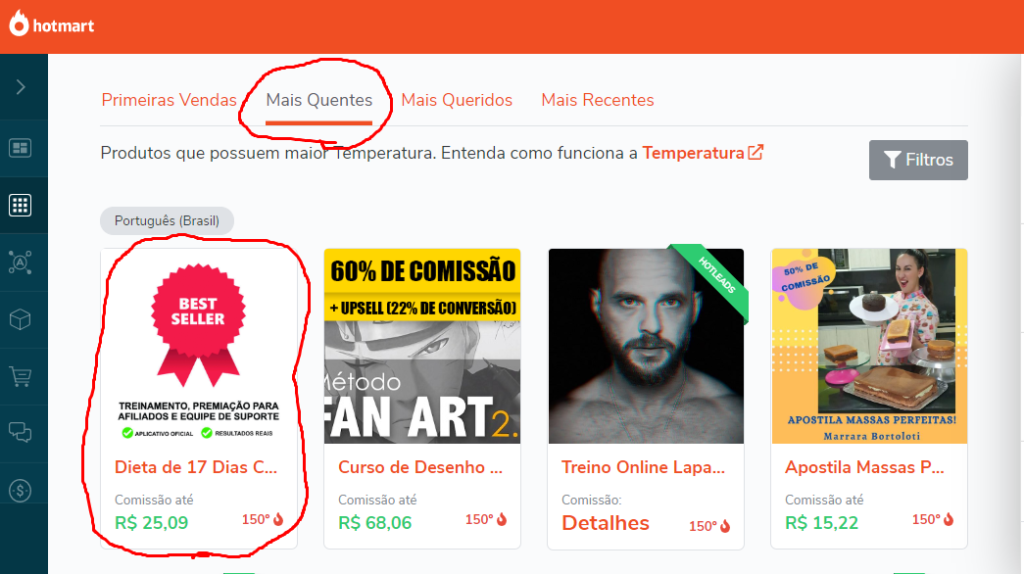 Hotmart produtos mais vendidos
