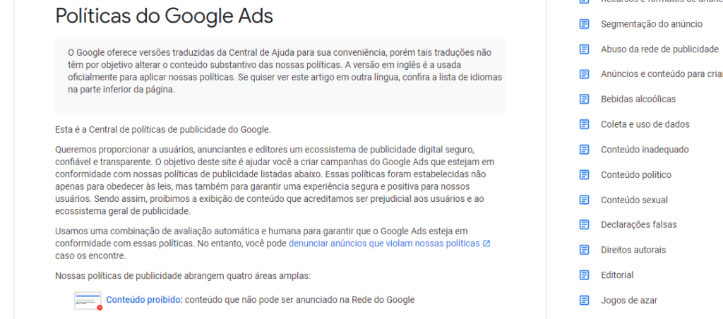 políticas de publicidade para anunciar no google ads