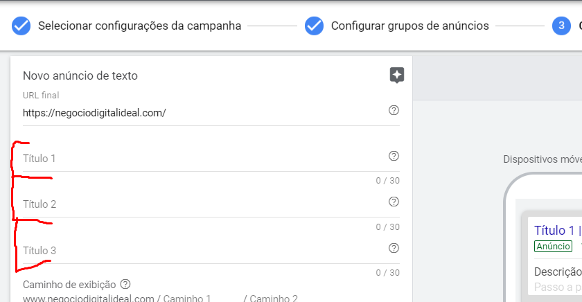 Títulos de anuncios no google